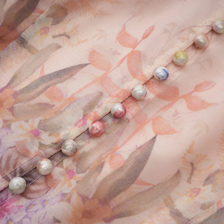 Aya Pink Godet Floral Mini Dress