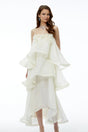 Aysun White Tiered Maxi Dress with 3D Florals