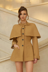 Azzurra Brown CapeDetail Trench Mini Dress