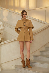 Azzurra Brown CapeDetail Trench Mini Dress