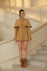Azzurra Brown CapeDetail Trench Mini Dress