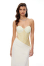 Beata Yellow Lace Corset Bodice Maxi Dress