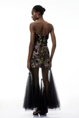 Beatriz Black Sequin Floral Maxi Dress