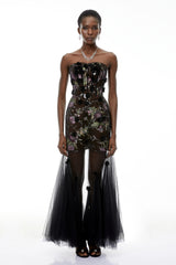 Beatriz Black Sequin Floral Maxi Dress