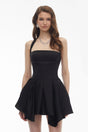 Behnaz Black Halterneck Asymmetrical Mini Dress