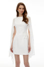 Bellatrix White Cape Mini Dress with 3D Florals