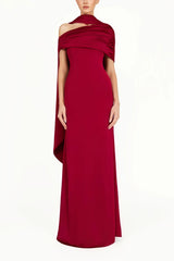 Benedetta Red One Shoulder Satin Maxi Dress