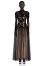 Benedicta Black Floral Embroidered Maxi Dress