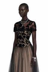 Benedicta Black Floral Embroidered Maxi Dress