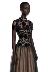 Benedicta Black Floral Embroidered Maxi Dress
