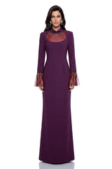 Berenice Purple Embellished Tulle Maxi Dress