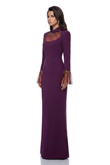 Berenice Purple Embellished Tulle Maxi Dress