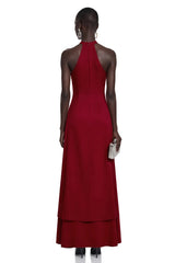 Berenice Red Halterneck Maxi Dress with CutOuts