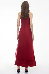 Berenice Red Halterneck Maxi Dress with CutOuts