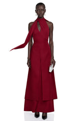 Berenice Red Halterneck Maxi Dress with CutOuts