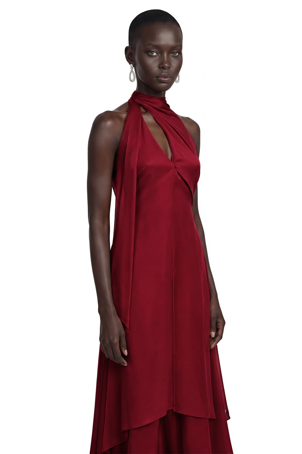 Berenice Red Halterneck Maxi Dress with CutOuts