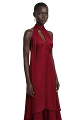Berenice Red Halterneck Maxi Dress with CutOuts