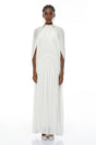 Bergljot White Cape Design Mesh Maxi Dress