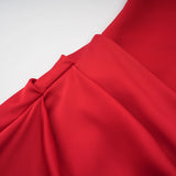 Berit Red Scarf Off Shoulder Ruched Maxi Dress