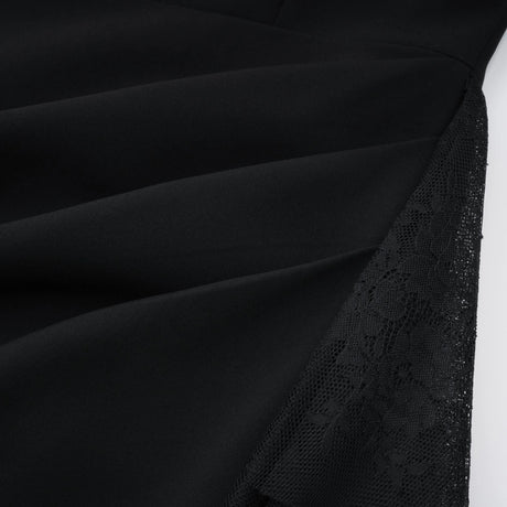 Bernadette Black LacePanel Asymmetrical Midi Dress