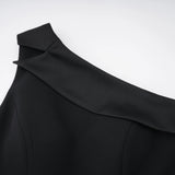 Bernadette Black LacePanel Asymmetrical Midi Dress