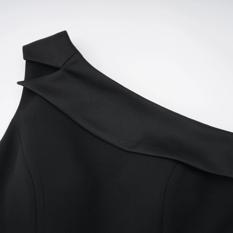 Bernadette Black LacePanel Asymmetrical Midi Dress
