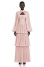Bernice Pink Glossy Cape  Tiered Dress Set