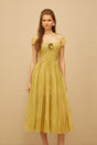 Béryl Green Floral Jacquard Midi Dress