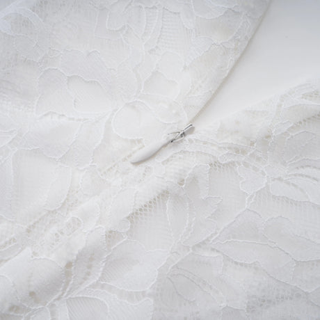 Bethany White Asymmetrical Lace Maxi Dress