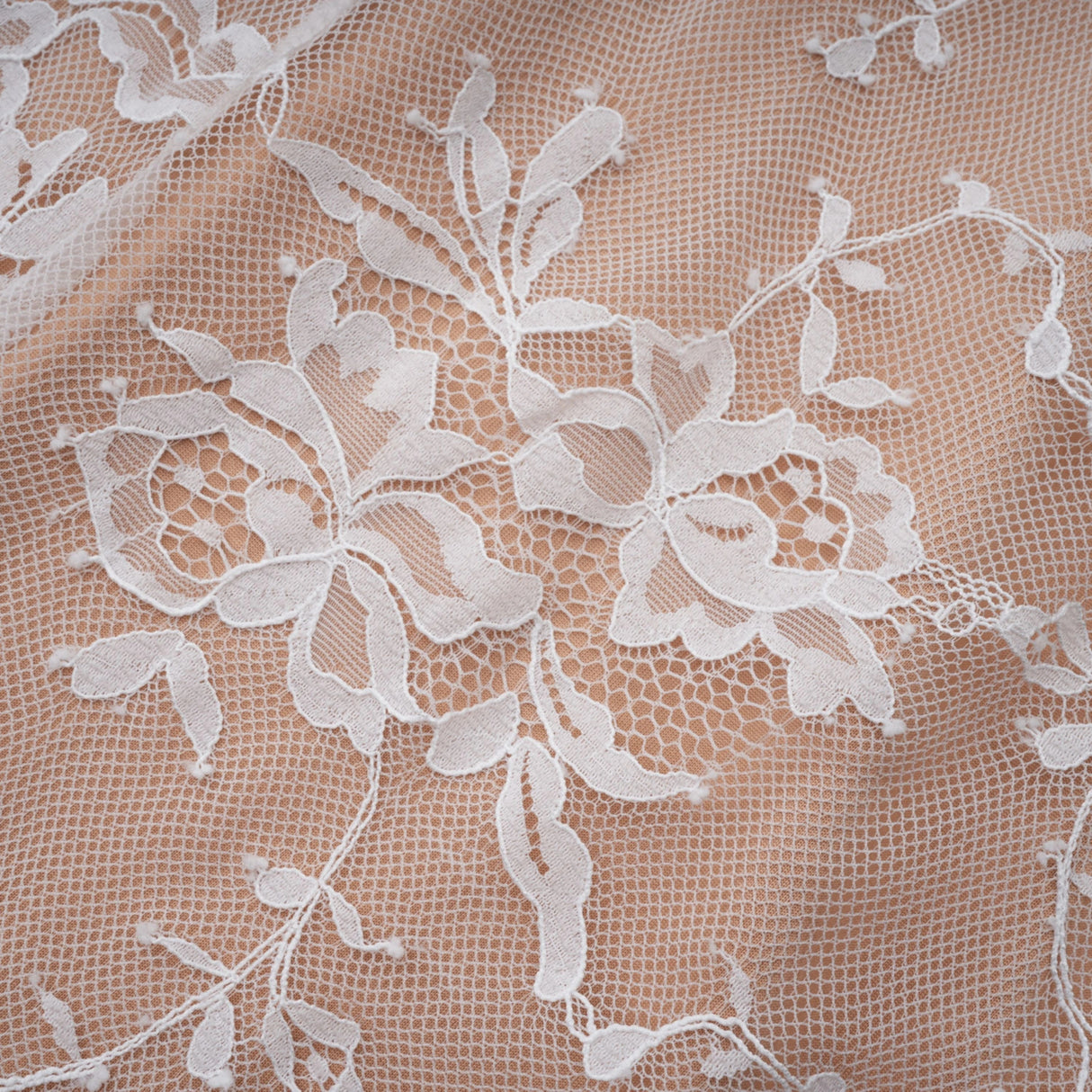 Bethany White Asymmetrical Lace Maxi Dress