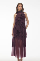 Blanche Purple Floral Ruffled Maxi Dress