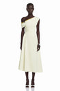 Blossom White One Shoulder Ruched Midi Dress