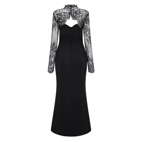 Bokamoso Black Lace Panel Maxi Gown