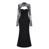 Bokamoso Black Lace Panel Maxi Gown