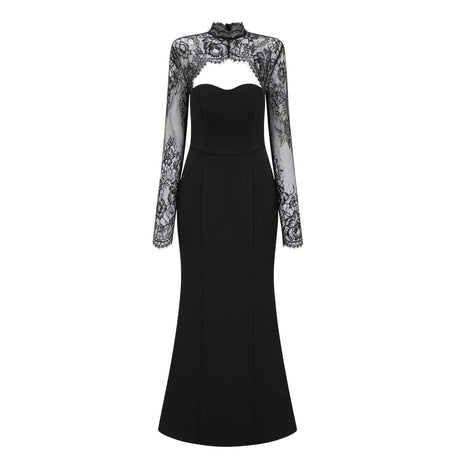Bokamoso Black Lace Panel Maxi Gown