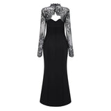 Bokamoso Black Lace Panel Maxi Gown