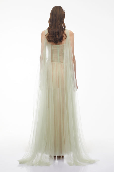 Bonnie Green Cross Front Maxi Dress with 3D Petals