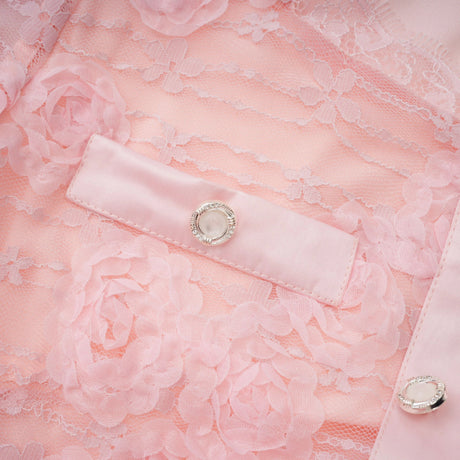Branwen Pink 3DFloral Embroidered Lace Maxi Dress