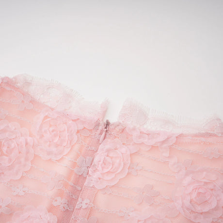 Branwen Pink 3DFloral Embroidered Lace Maxi Dress