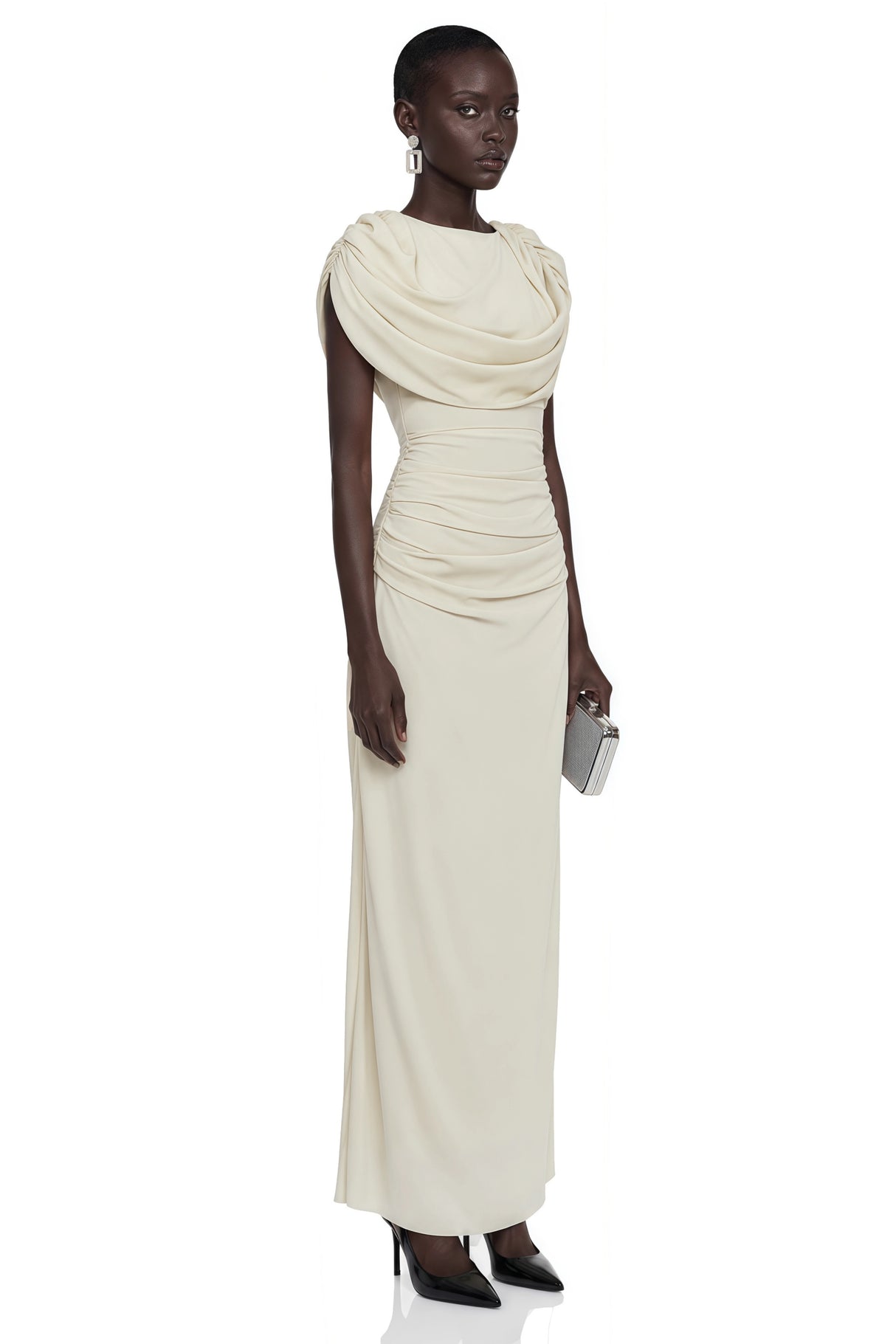 Breeze Cream Maxi Dress with Cape Sleeves