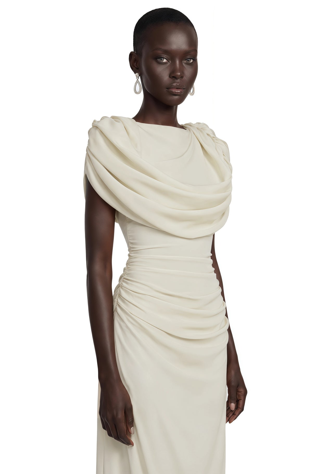 Breeze Cream Maxi Dress with Cape Sleeves