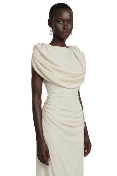 Breeze Cream Maxi Dress with Cape Sleeves