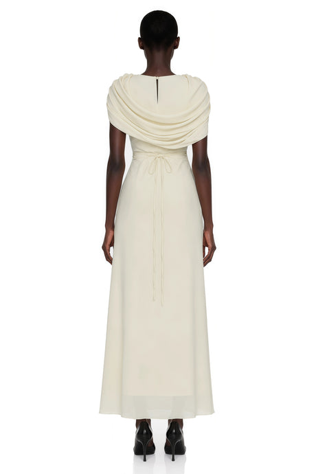 Breeze Cream Maxi Dress with Cape Sleeves