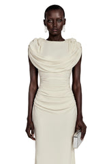 Breeze Cream Maxi Dress with Cape Sleeves