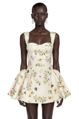 Brielle White Floral Print Corset Mini Dress
