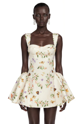 Brielle White Floral Print Corset Mini Dress