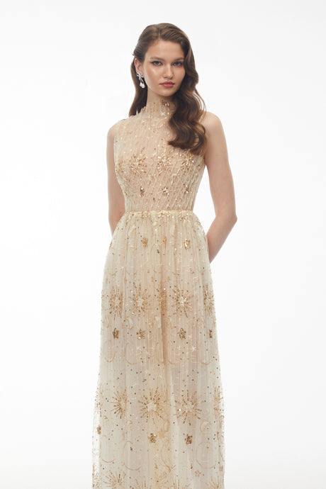 Santa Maxi Dress Neutral Sleeveless Sequin
