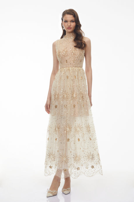 Santa Maxi Dress Neutral Sleeveless Sequin