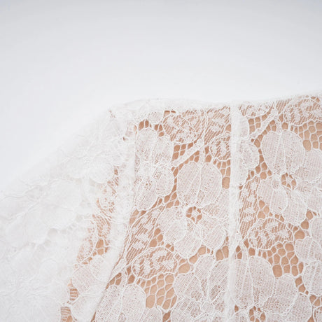 Bronte White Pleated Floral Lace Midi Dress