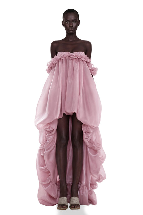 Brooklyn Pink Glossy Bubble Hem Mini Dress